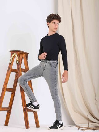 Boys Skinny Light Grey Casual Jeans