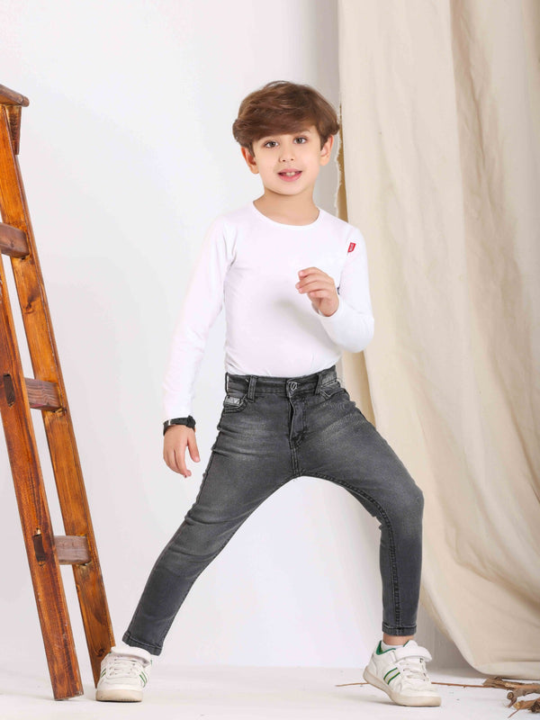 Boys Skinny Grey Casual Jeans