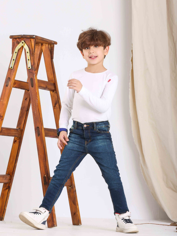 Boys Skinny Dark Blue Casual Jeans