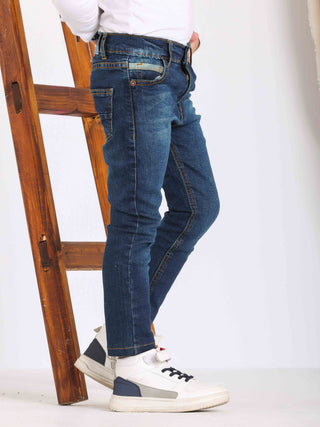 Boys Skinny Dark Blue Casual Jeans