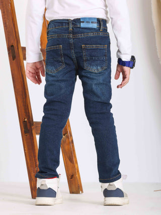 Boys Skinny Dark Blue Casual Jeans