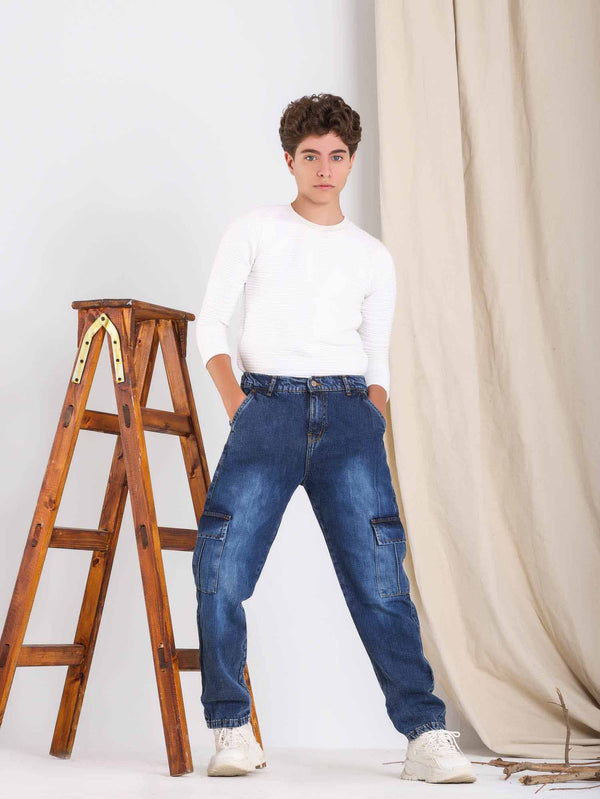 Cargo Dark Blue Casual Jeans