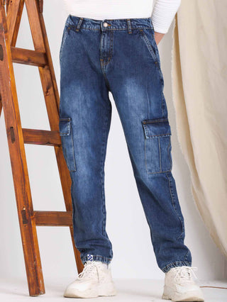 Cargo Dark Blue Casual Jeans