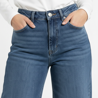 Wide Leg Dirty Blue Casual Jeans