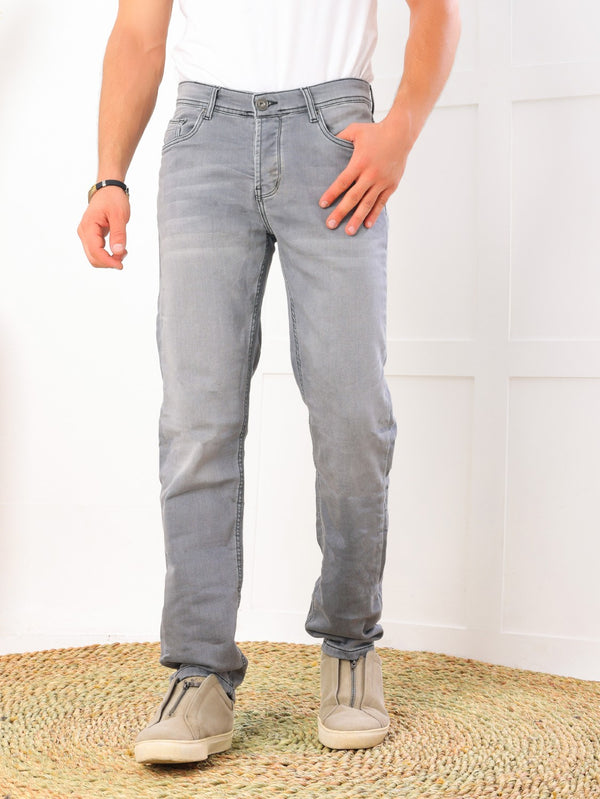Slim Fit Light Grey Casual Jeans
