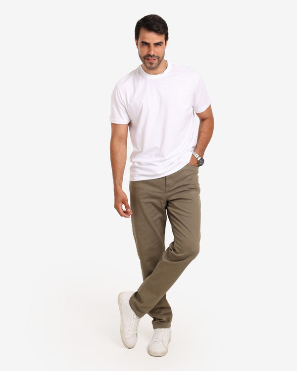 Slim Fit Olive Green Casual Jeans