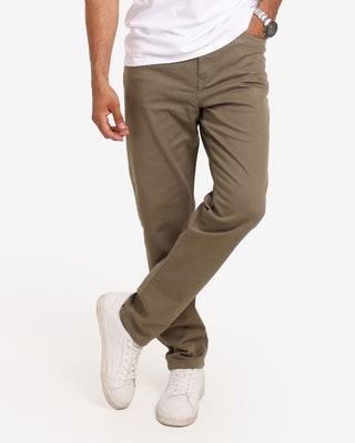 Slim Fit Olive Green Casual Jeans