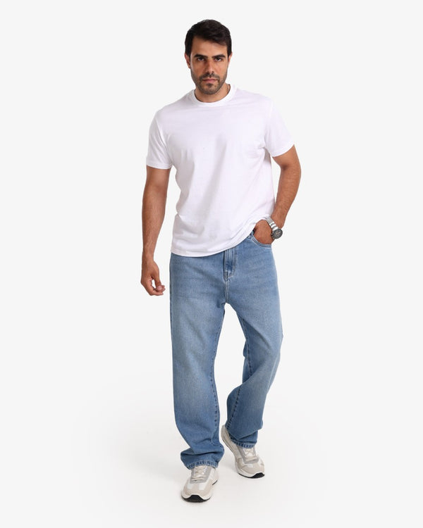 Wide Leg Blue Casual Jeans