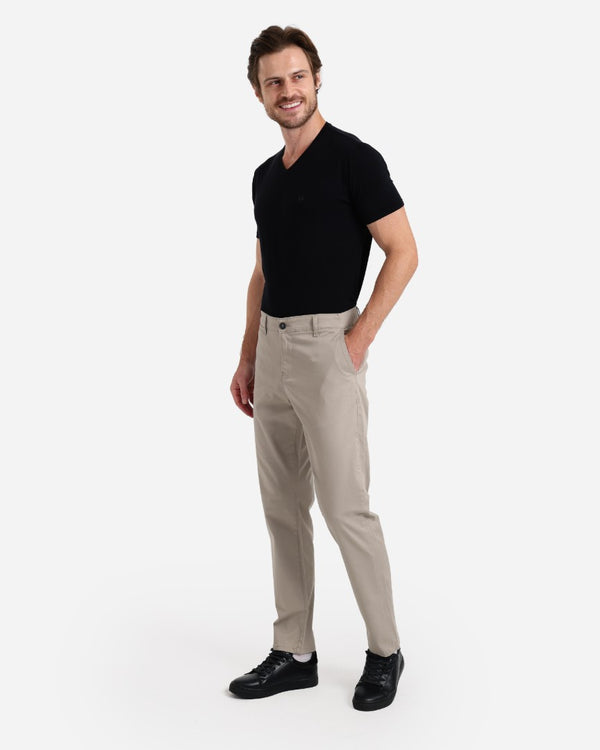 Slim Fit Beige Casual Gabardine
