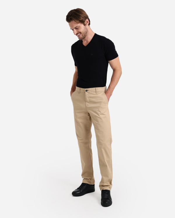 Slim Fit Beige Casual Gabardine