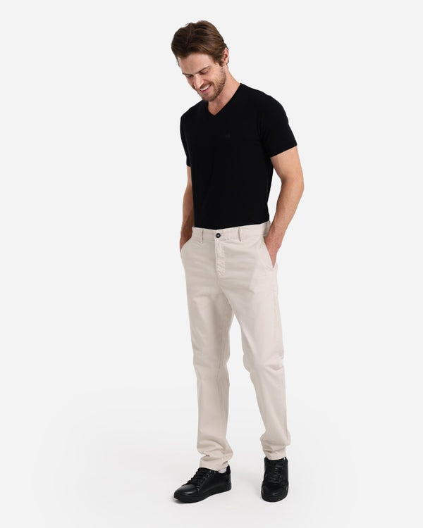 Slim Fit Off-White Casual Gabardine