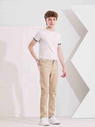 Boys Skinny Fit Beige Casual Gabardine