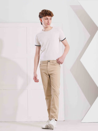 Boys Skinny Fit Beige Casual Gabardine