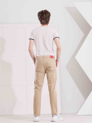 Boys Skinny Fit Beige Casual Gabardine