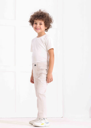 Boys Skinny Fit Off-white Casual Gabardine