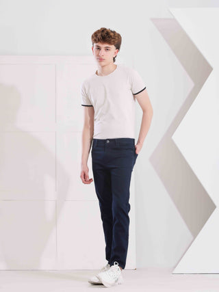 Boys Skinny Navy Casual Gabardine