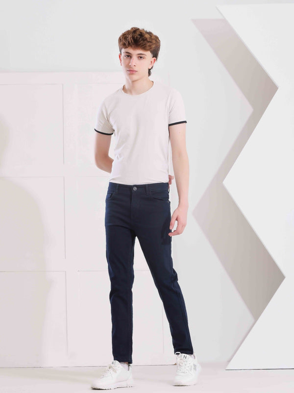 Boys Skinny Navy Casual Gabardine