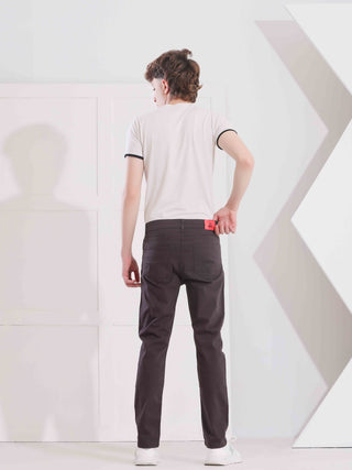 Boys Skinny Dark Granite Casual Gabardine