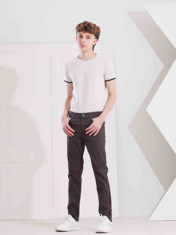 Boys Skinny Dark Granite Casual Gabardine