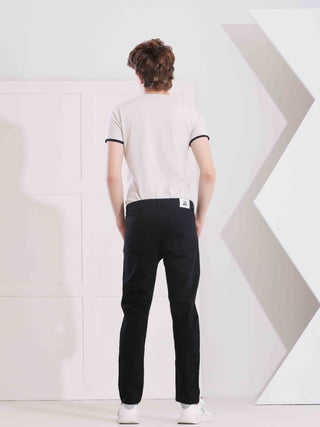 Boys Skinny Black Casual Gabardine