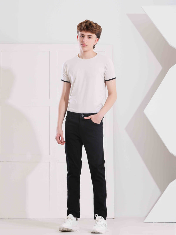 Boys Skinny Black Casual Gabardine