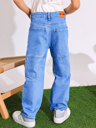 Wide Leg Light Blue Casual Jeans