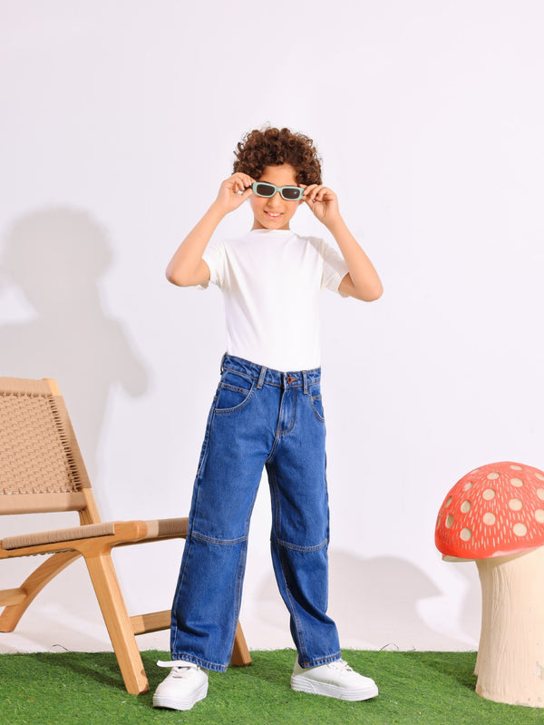 Wide Leg Blue Casual Jeans