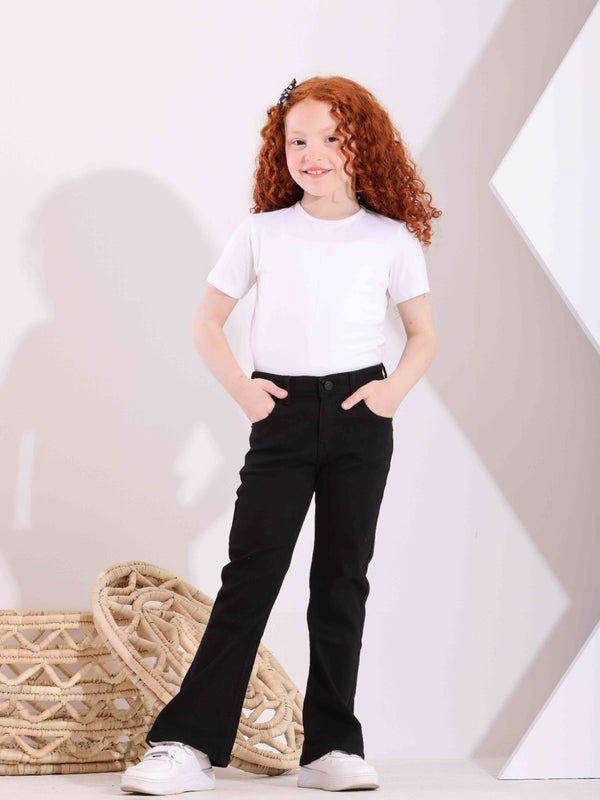 Girls Charleston Black Casual Gabardine