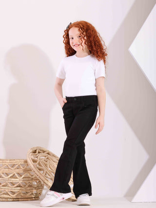 Girls Charleston Black Casual Gabardine