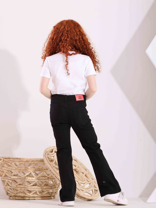 Girls Charleston Black Casual Gabardine