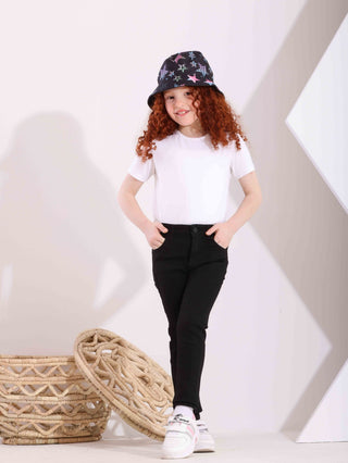 Girls Skinny Black Casual Gabardine