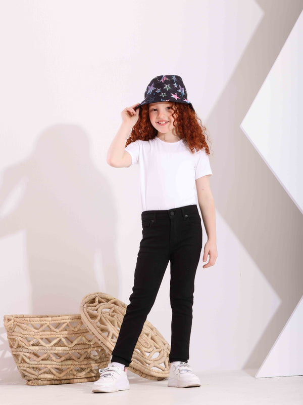 Girls Skinny Black Casual Gabardine