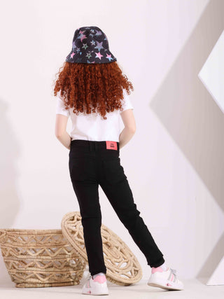 Girls Skinny Black Casual Gabardine