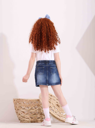 Girls Blue Casual Jeans Skirt