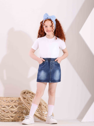 Girls Blue Casual Jeans Skirt