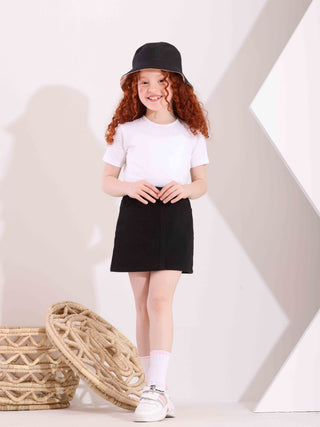 Girls Black Casual Jeans Skirt