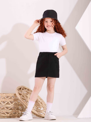 Girls Black Casual Jeans Skirt