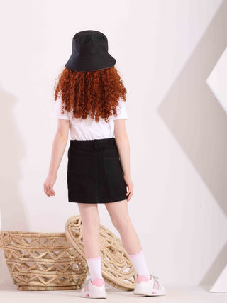 Girls Black Casual Jeans Skirt