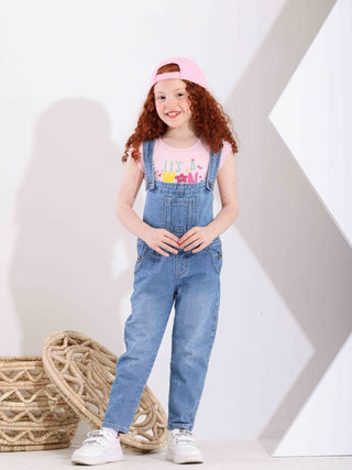 Girls Blue Casual Jeans Jumpsuit