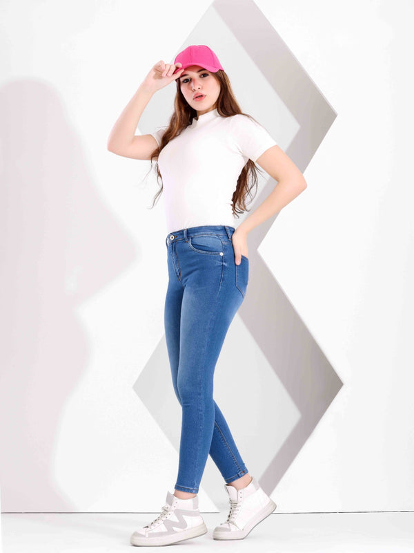 Girls Skinny Blue Casual Jeans