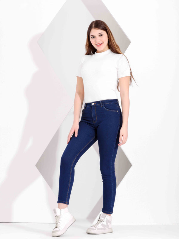 Girls Skinny Dark Blue Casual Jeans