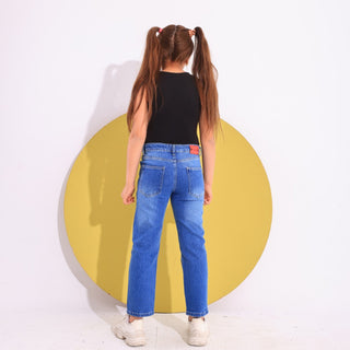 Girls Straight Blue Casual Jeans