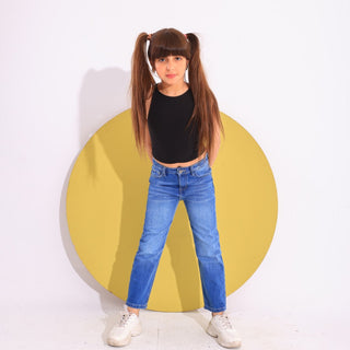 Girls Straight Blue Casual Jeans