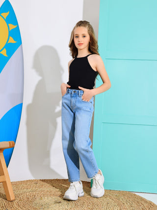 Mom Fit  Light Blue Casual Jeans
