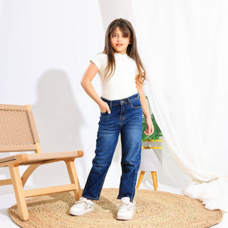 Mom Fit Dark Blue Casual Jeans