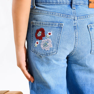 Wide Leg Light Blue Casual Jeans