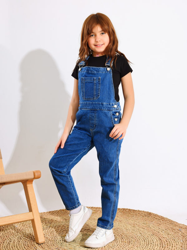 Girls Blue Casual Jeans Jumpsuit