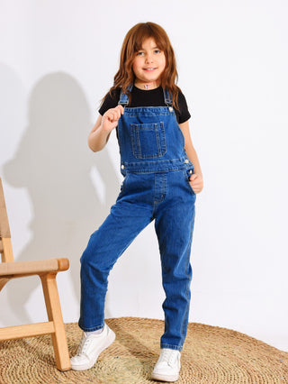 Girls Blue Casual Jeans Jumpsuit