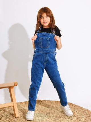 Girls Blue Casual Jeans Jumpsuit