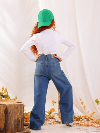 Wide Leg Dirty Blue Casual Jeans